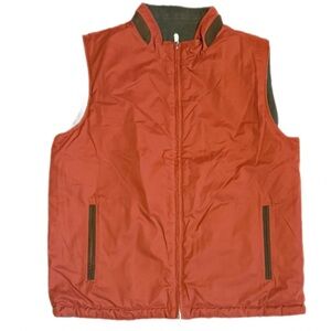 Peter Millar Reversible Quilted Vest Men’s Large Red-Orange Gray EUC MF20Z03